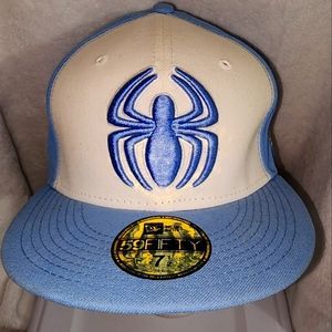 Spiderman 59Fifty Marvel Brand Fitted Cap - Baby Blue, Brand New Size 7 1/2